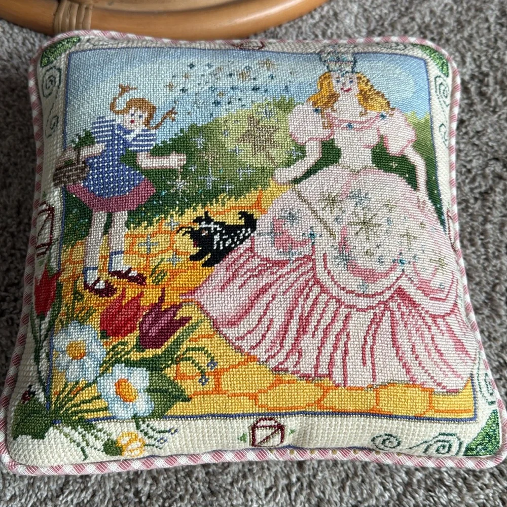 Wicked Wizard of Oz Needlepoint 16” Square Throw  Pillow Cushion